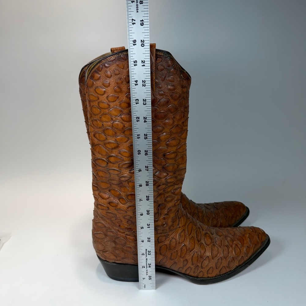 VTG Rudel Mens Brown Leather Embossed  Ant Eater Western Cowboy Boots Size 14 E - Picture 6 of 13